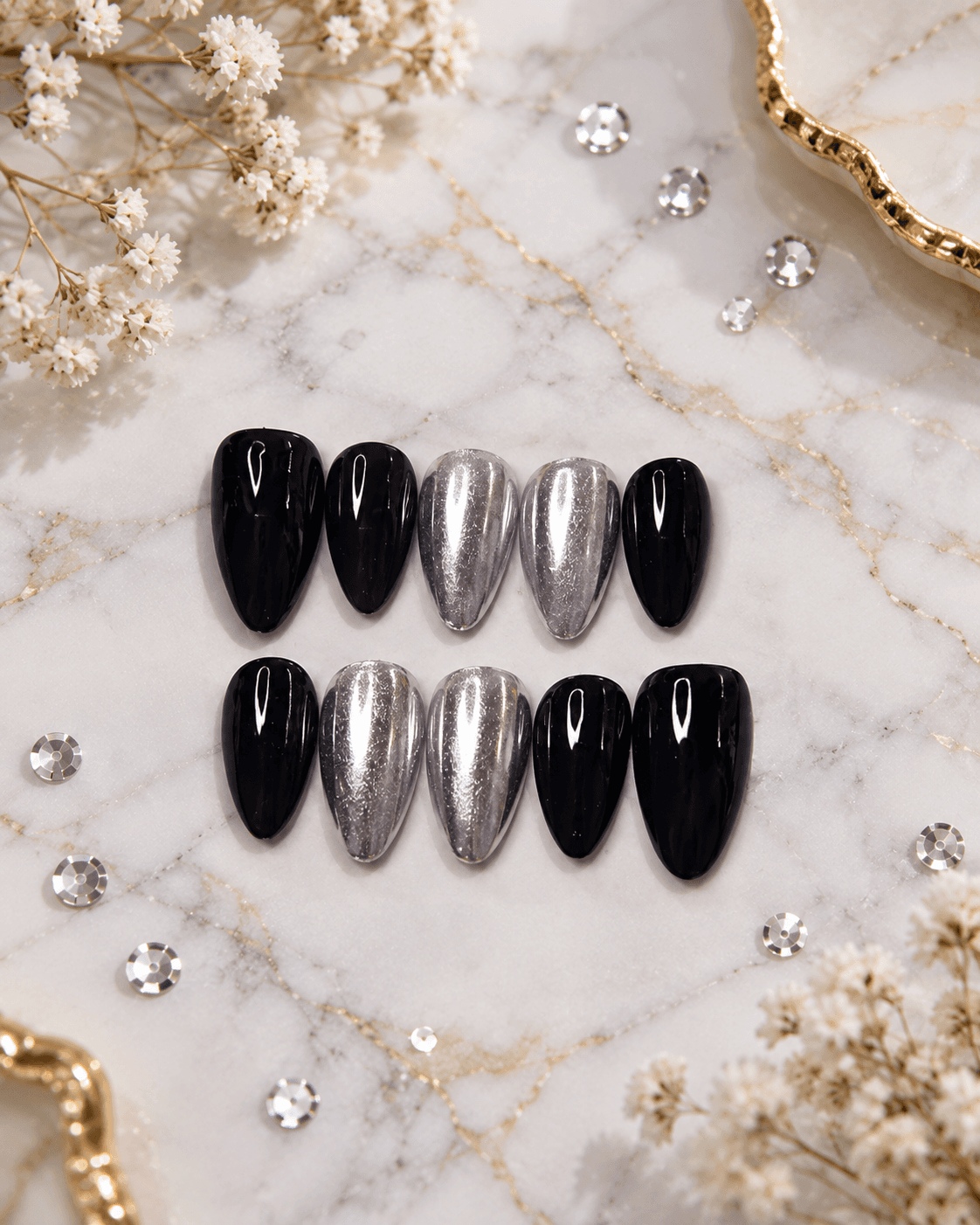 Midnight Chrome — Glossy Black with Silver Chrome